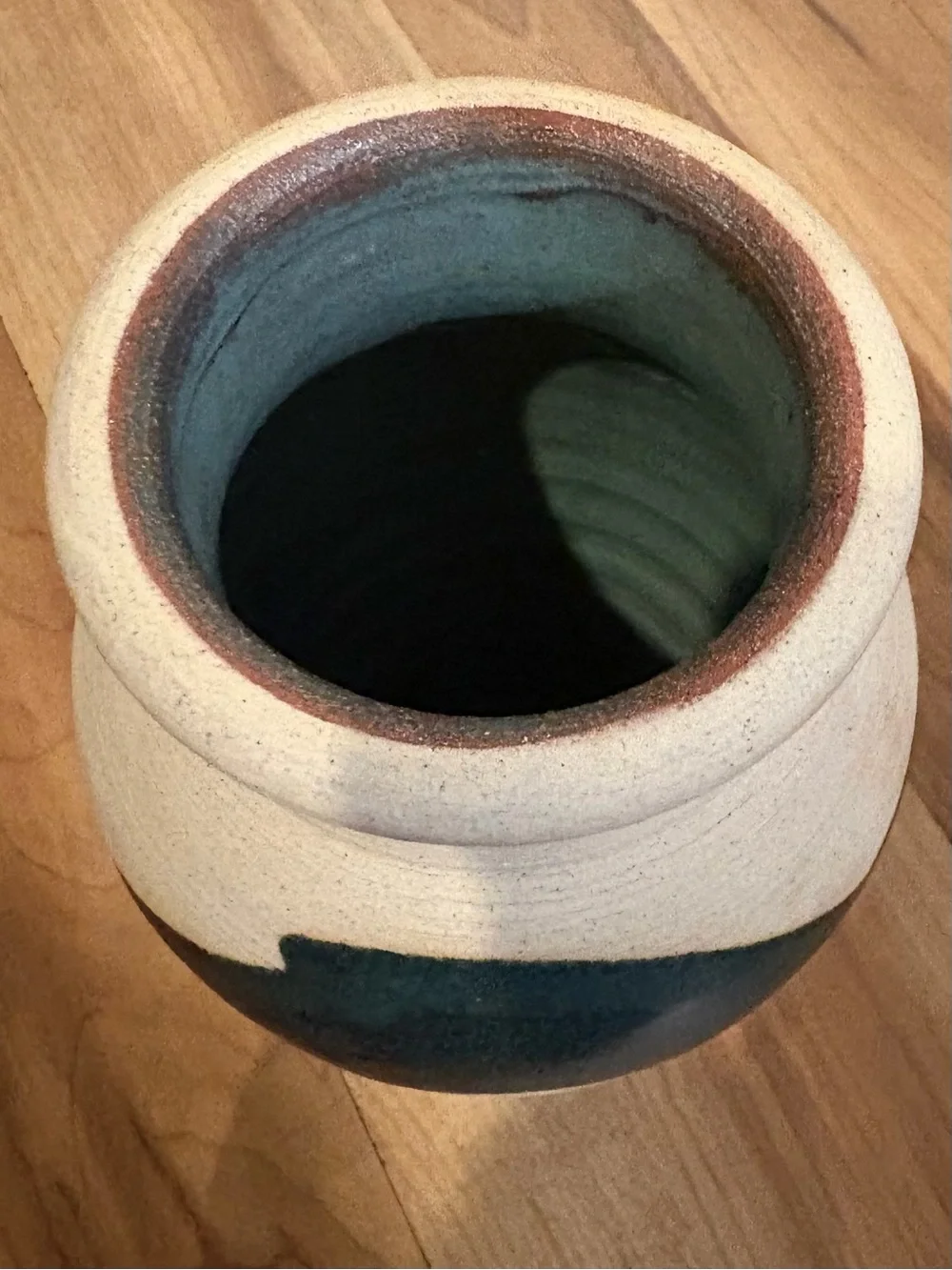 Vintage Madocrusa Alfadom Stoneware Pottery Vase Cream, Blue & Green